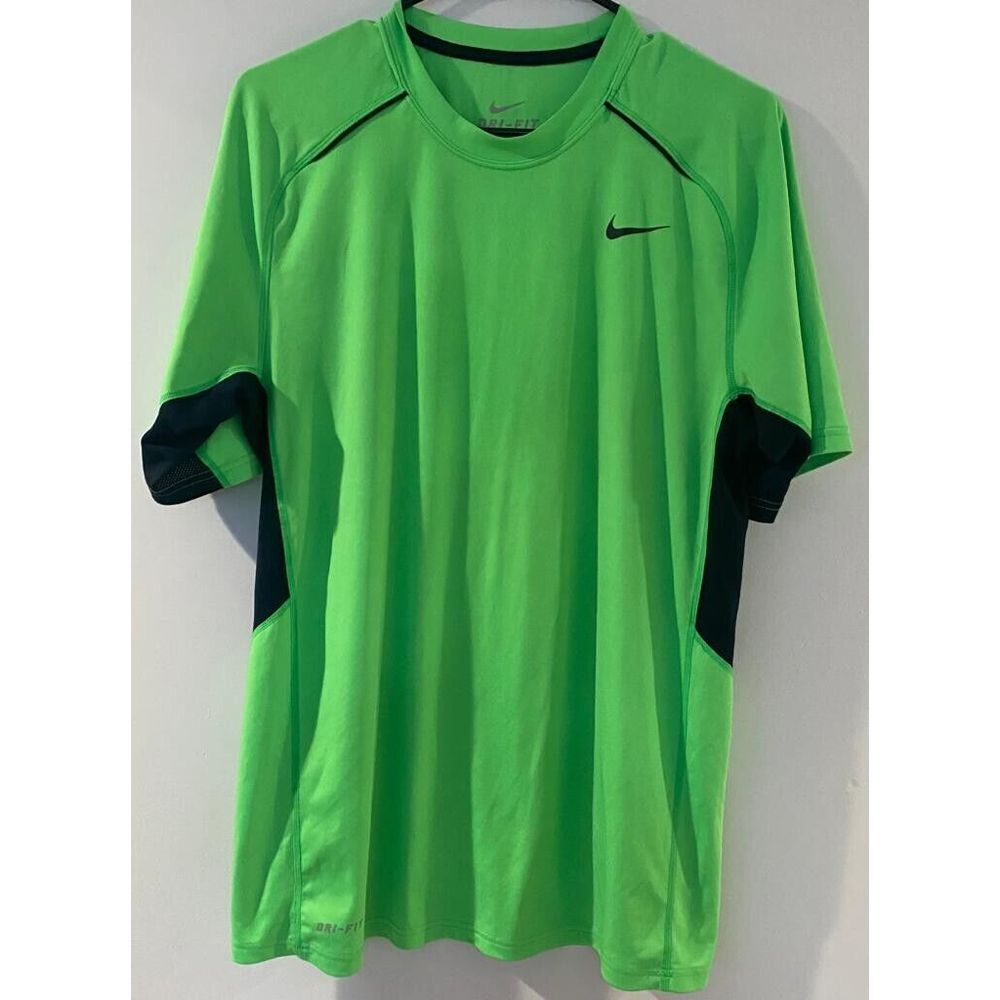 Nike Men's Bright Green & Black Athletic Dri-FIT Shirt
